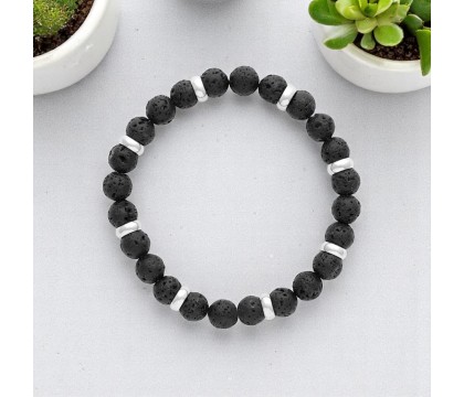 Bracelet Pierre de Lave pierres naturelles Acier Bracelet Pierre de Lave pierres naturelles Acier