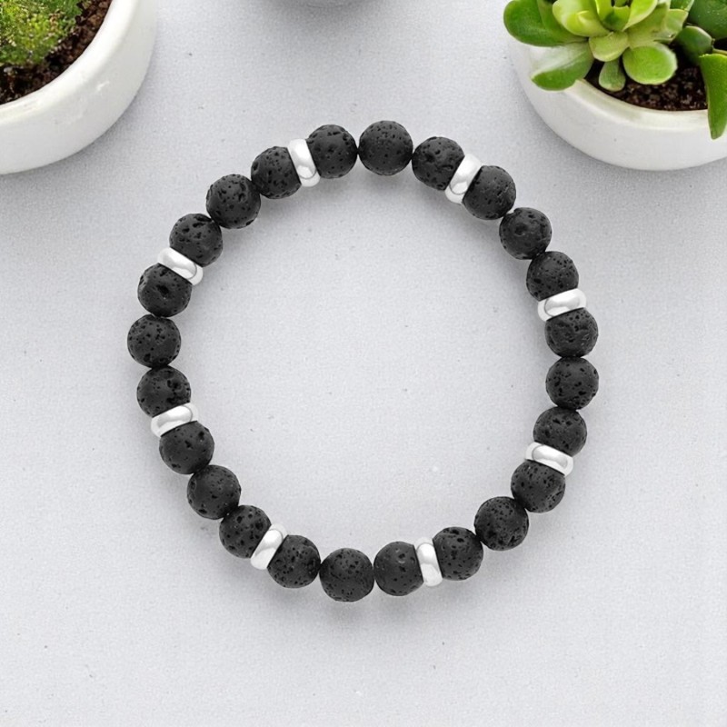 Bracelet Pierre de Lave pierres naturelles Acier Bracelet Pierre de Lave pierres naturelles Acier