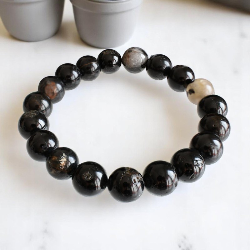 Bracelet en Tourmaline Noire avec Quartz Protection et Équilibre Bracelet en Tourmaline Noire avec Quartz Protection et Équilibre