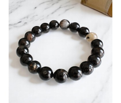 Bracelet en Tourmaline Noire avec Quartz Protection et Équilibre Bracelet en Tourmaline Noire avec Quartz Protection et Équilibre