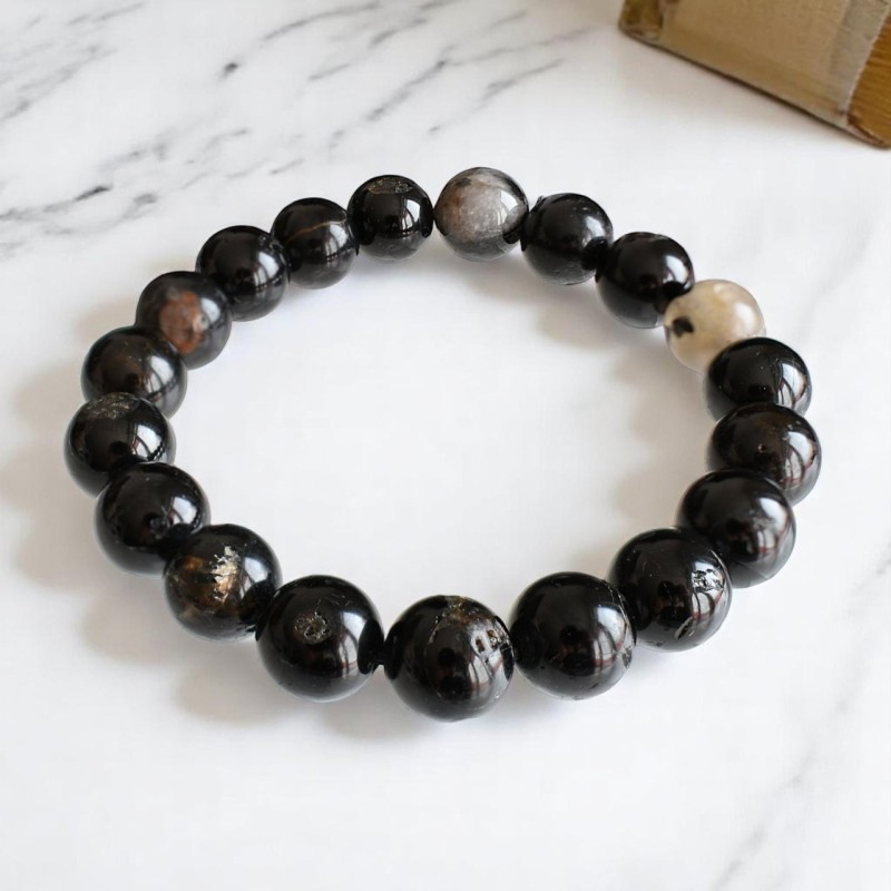 Bracelet en Tourmaline Noire avec Quartz Protection et Équilibre Bracelet en Tourmaline Noire avec Quartz Protection et Équilibre