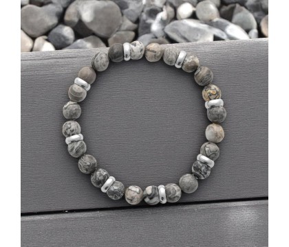 Bracelet pierres naturelles Agate Acier