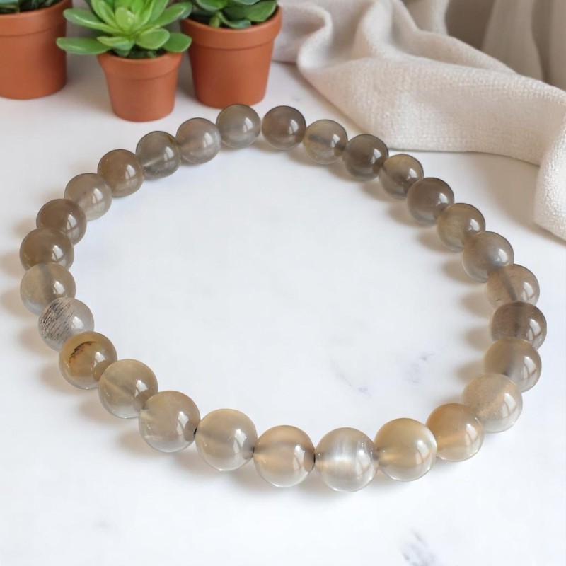 Bracelet en Pierre de Lune Noire Intuition et Protection Bracelet en Pierre de Lune Noire Intuition et Protection