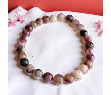 Bracelet en Tourmaline Rose sur Quartz Amour et Harmonie Bracelet en Tourmaline Rose sur Quartz Amour et Harmonie