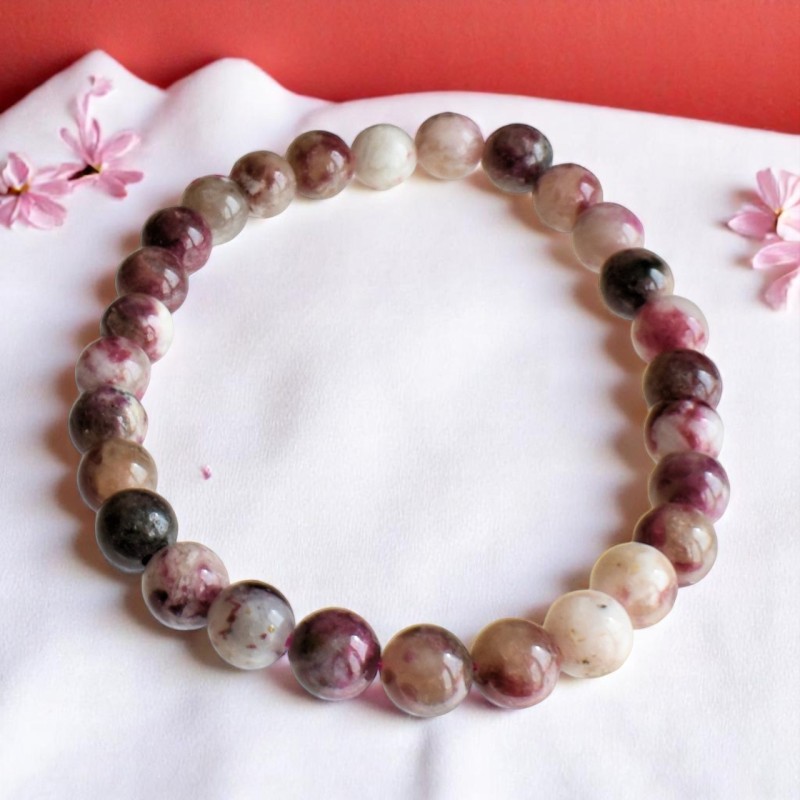 Bracelet en Tourmaline Rose sur Quartz Amour et Harmonie Bracelet en Tourmaline Rose sur Quartz Amour et Harmonie