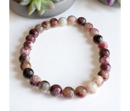 Bracelet en Tourmaline Rose sur Quartz Amour et Harmonie Bracelet en Tourmaline Rose sur Quartz Amour et Harmonie