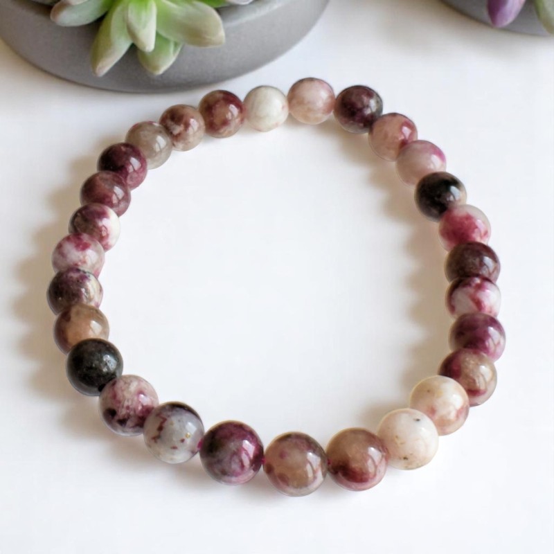Bracelet en Tourmaline Rose sur Quartz Amour et Harmonie Bracelet en Tourmaline Rose sur Quartz Amour et Harmonie