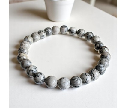 Bracelet en Agate Crazy Lace Grise 18 à 20 cm Stabilité et Protection Bracelet en Agate Crazy Lace Grise 18 à 20 cm Stabilité et Protection