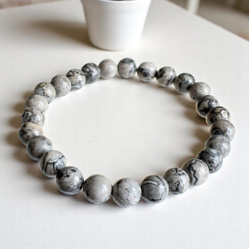 Bracelet en Agate Crazy Lace Grise 18 à 20 cm Stabilité et Protection Bracelet en Agate Crazy Lace Grise 18 à 20 cm Stabilité et Protection