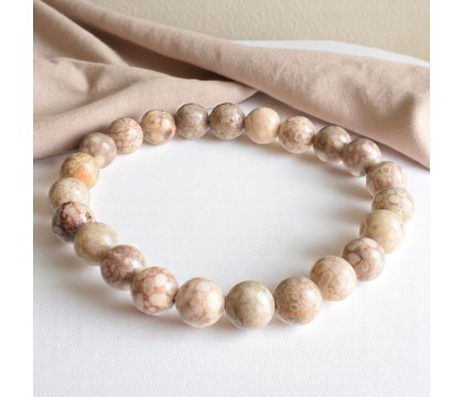 Bracelet en Agate Fossile Harmonie et Équilibre Bracelet en Agate Fossile Harmonie et Équilibre