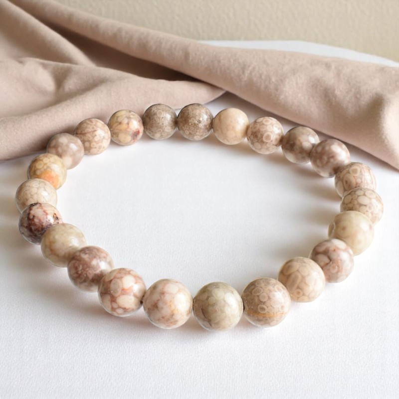 Bracelet en Agate Fossile Harmonie et Équilibre Bracelet en Agate Fossile Harmonie et Équilibre