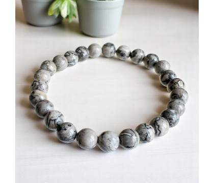 Bracelet en Agate Crazy Lace Grise Stabilité et Protection Bracelet en Agate Crazy Lace Grise Stabilité et Protection