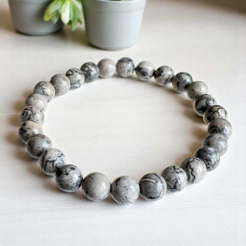 Bracelet en Agate Crazy Lace Grise Stabilité et Protection Bracelet en Agate Crazy Lace Grise Stabilité et Protection