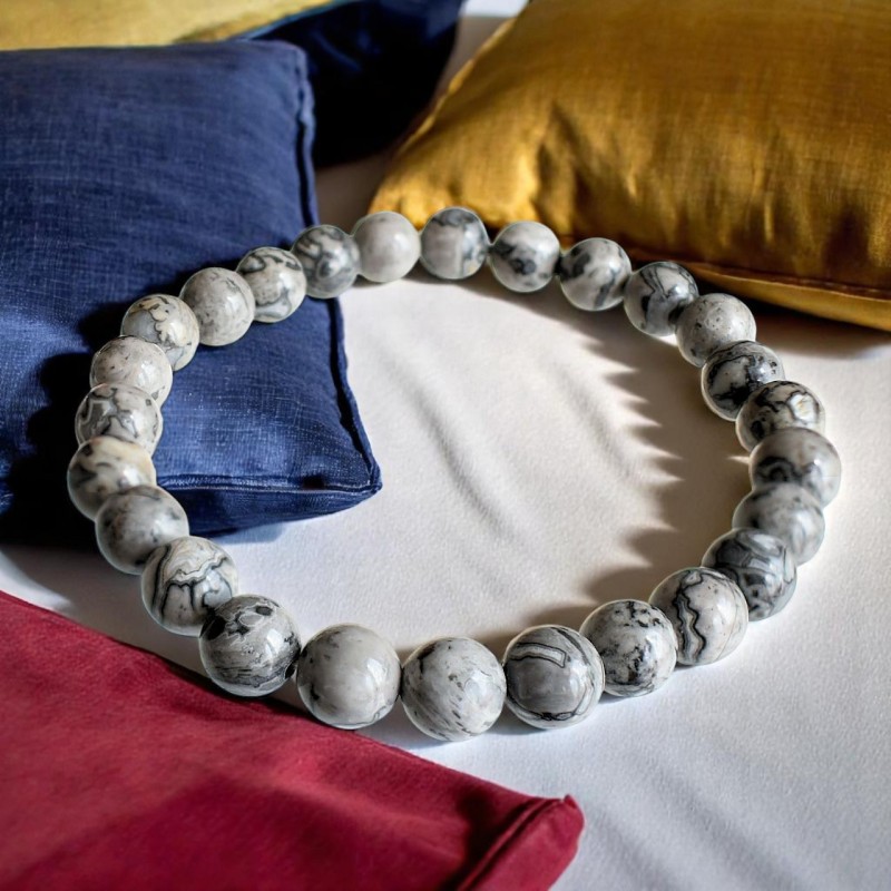 Bracelet en Agate Crazy Lace Grise Stabilité et Protection Bracelet en Agate Crazy Lace Grise Stabilité et Protection