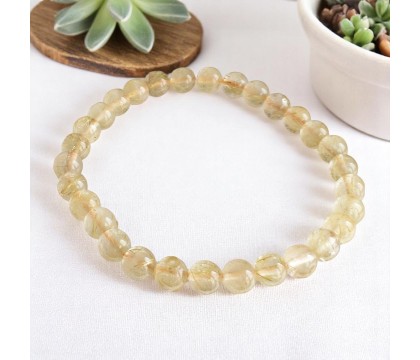 Bracelet en Cristal de Roche Inclusion Rutile Clarté et Énergie Dynamique