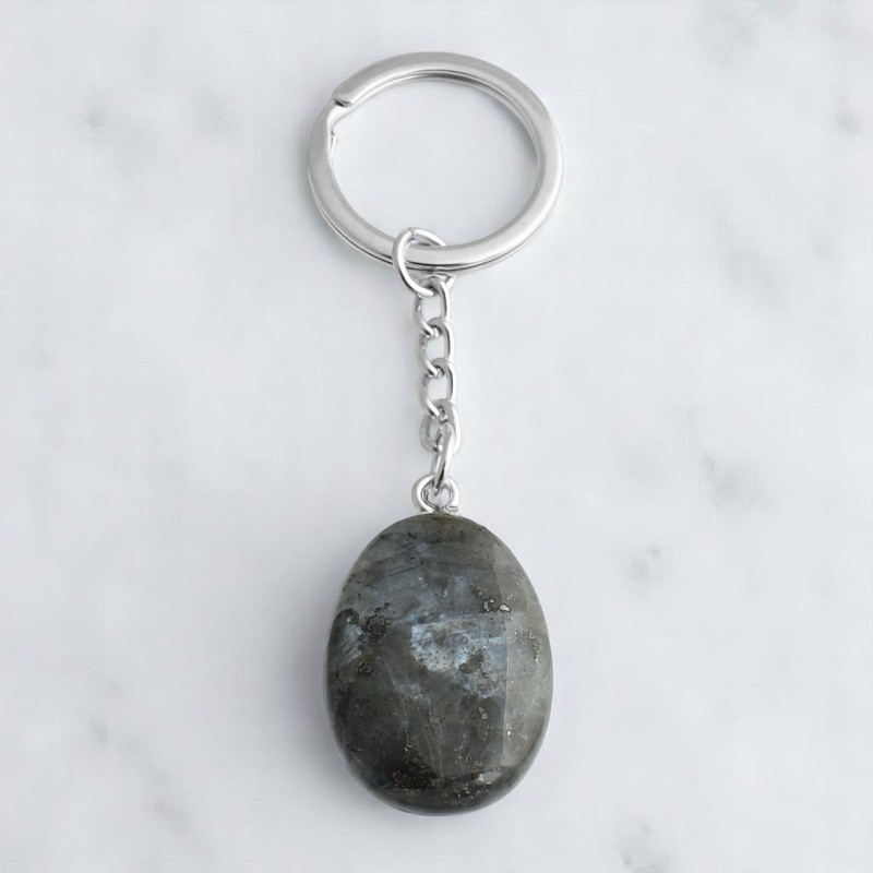 Porte-clés pierre naturelle Larkvite argenté