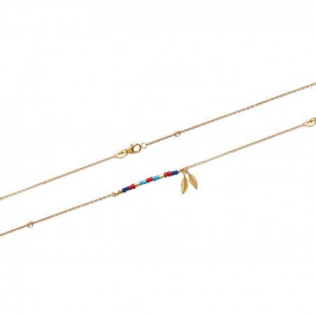 Bracelet plumes et perles colorées Plaqué OR 750 3 microns