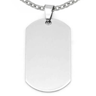 Collier plaque militaire acier poli gravure personnalisée
