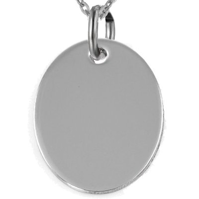 Collier médaille polie ovale acier inoxydable gravure personnalisée