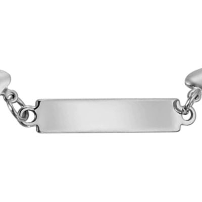 Bracelet suite de coeurs avec plaque acier prénom gravure personnalisée