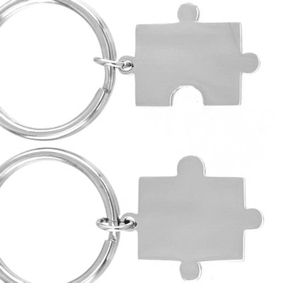 Porte-clés pièce de puzzle amitié couple lot de 2 acier gravure personnalisée