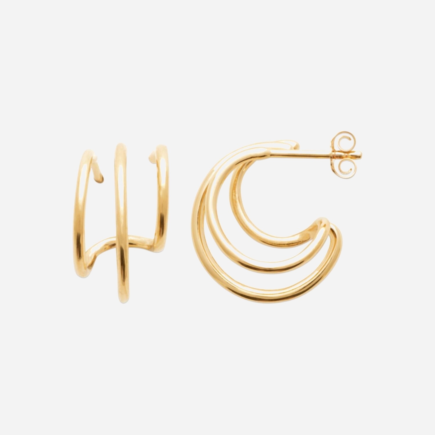 Boucles d'Oreilles 3 Anneaux Plaqué Or 750 3 Microns - Design Graphique