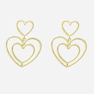 Boucles d'oreilles 3 coeurs plaqué or 3 microns cascade