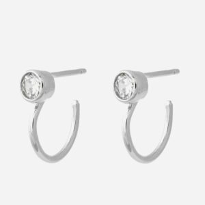 Boucles oreilles créole ouverte argent 925 rhodié oxyde zirconium - Vue principale faciles porter