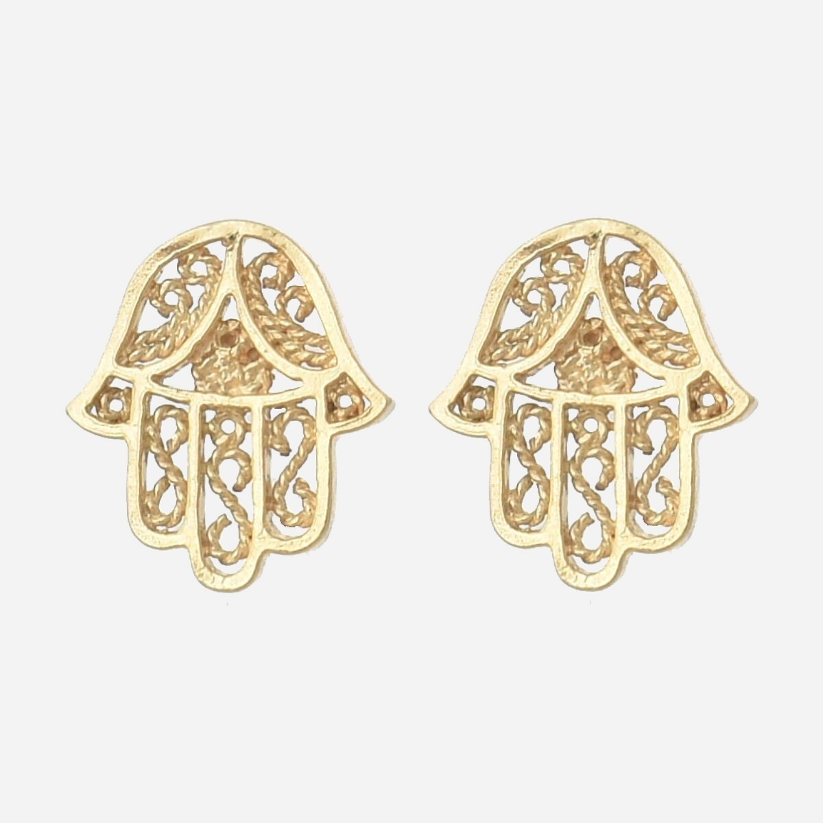 Boucles oreilles main Fatma plaqué or 750 Khamsa - Vue principale protection porte-bonheur