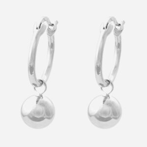 Boucles oreilles mini créoles argent 925 boule pendante rhodié
