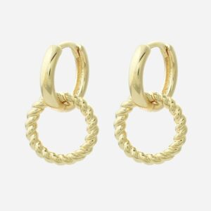 Boucles d'oreilles mini créoles cercle torsadé plaqué or 3 microns sculpturales