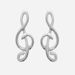 Boucles oreilles clé sol argent 925 rhodié note musique - Vue principale symphonie style