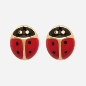 Boucles d'oreilles coccinelle enfant plaqué or 3 microns mignonnes