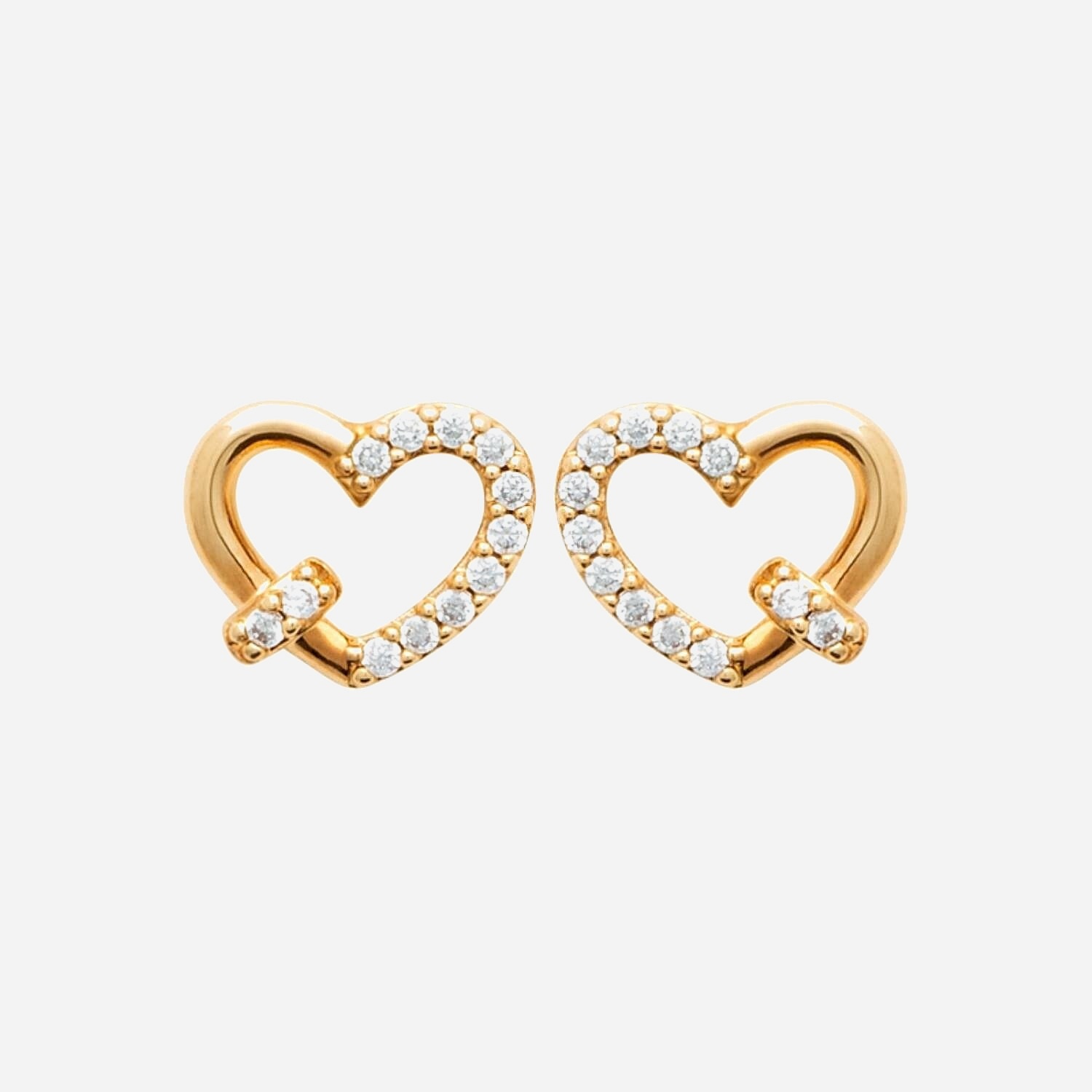 Boucles oreilles coeur plaqué or 750 anneau oxyde zirconium - Vue principale romantisme