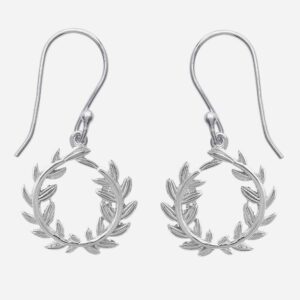 Boucles oreilles couronne feuilles laurier argent 925 rhodié