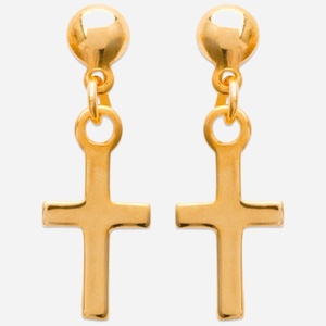 Boucles oreilles croix plaqué or 750 - Vue principale foi protection spiritualité amour