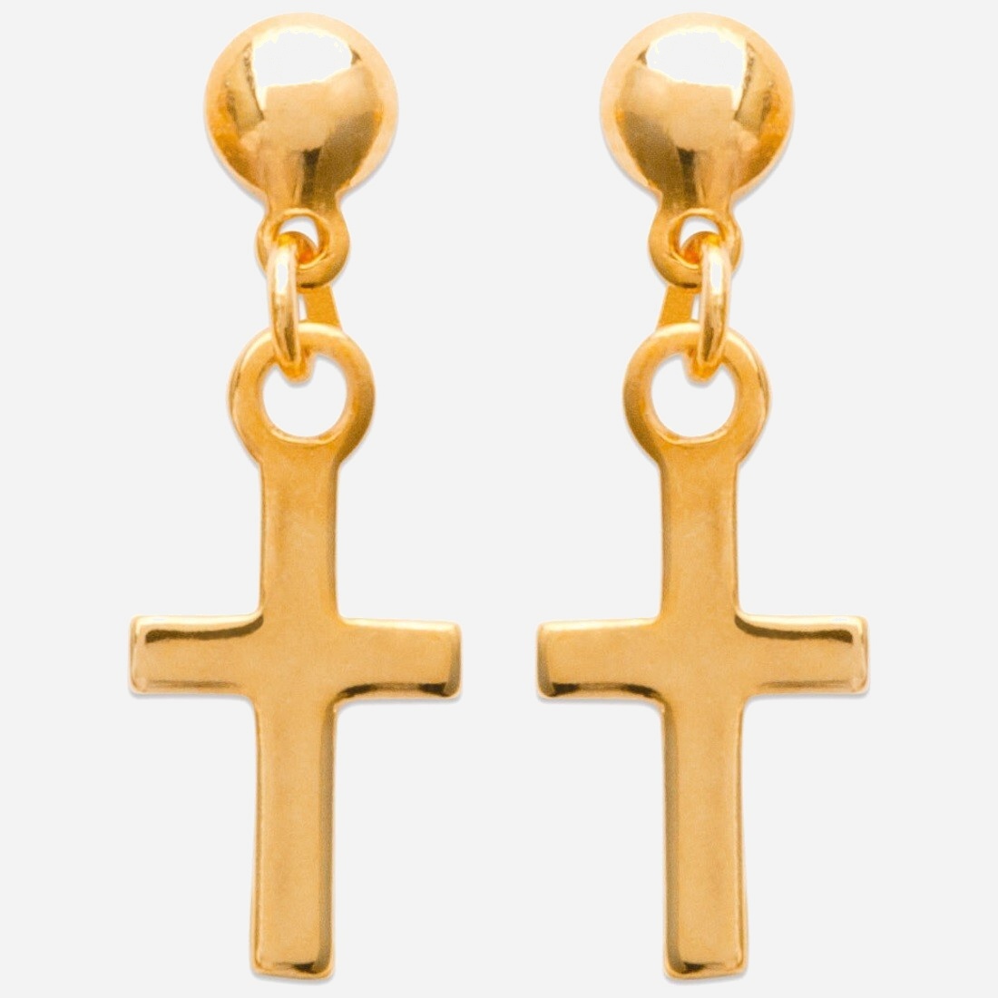 Boucles oreilles croix plaqué or 750 - Vue principale foi protection spiritualité amour