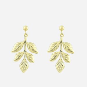 Boucles oreilles feuille pendante plaqué or 750 élégance naturelle raffinée