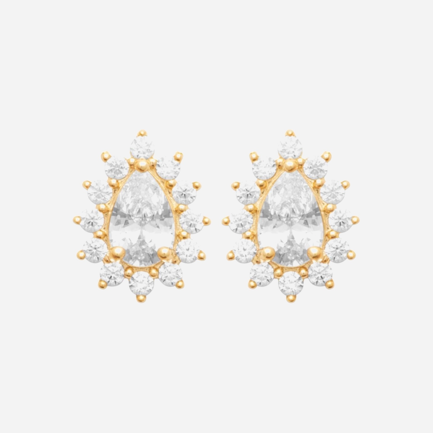 Boucles goutte plaqué or 750 style fleur oxyde de zirconium - Vue principale élégance florale