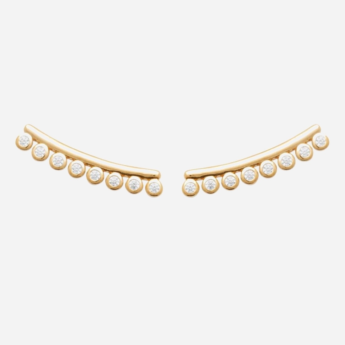 Boucles oreilles grimpantes plaqué or 750 oxyde zirconium - Vue principale contour lobe