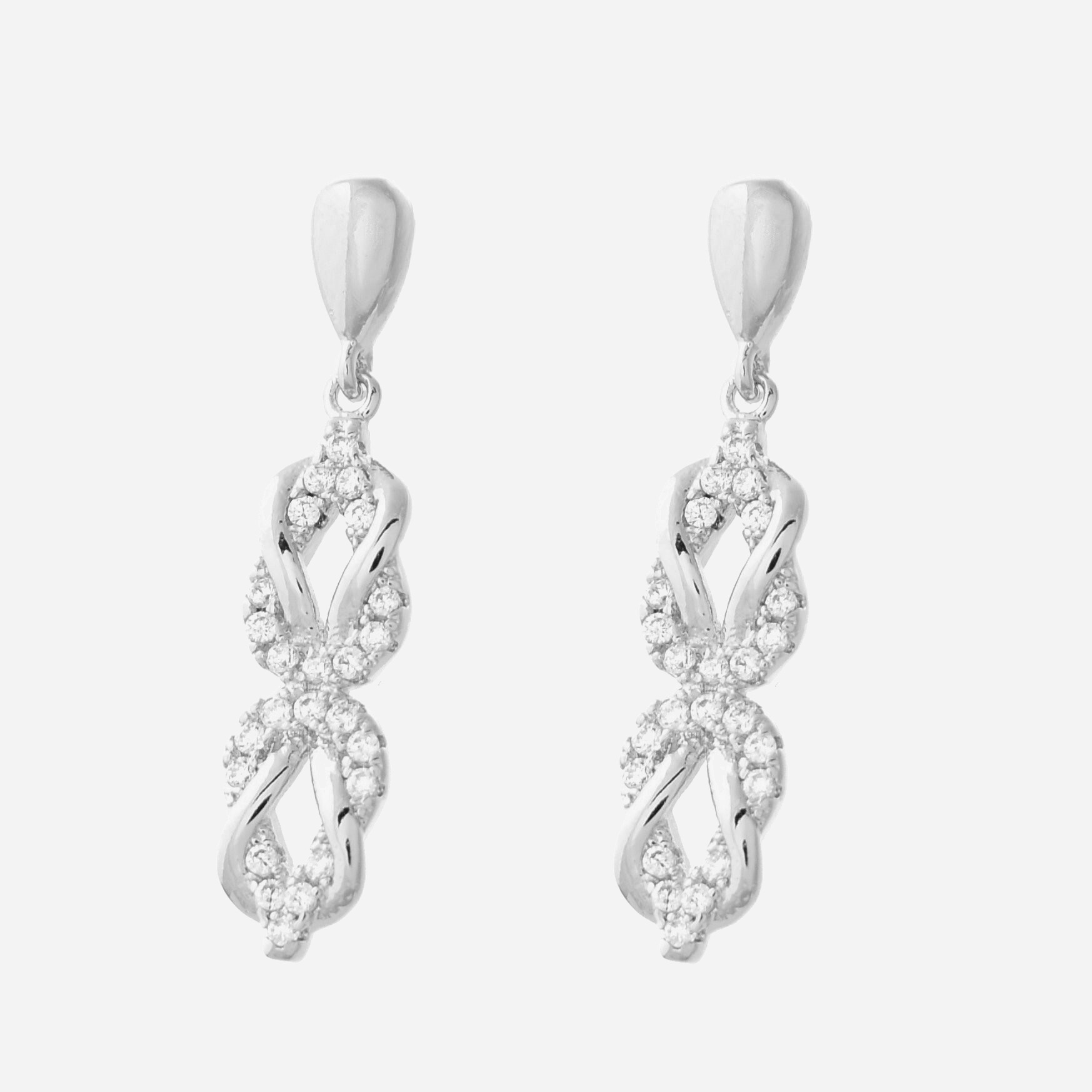 Boucles d'oreilles infini nœud oxyde zirconium argent 925 rhodié éternité élégance féminine