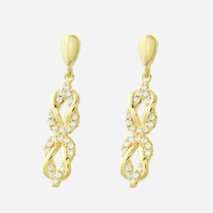 Boucles d'oreilles infini nœud oxyde zirconium plaqué or 750 éternité élégance féminine scintillante