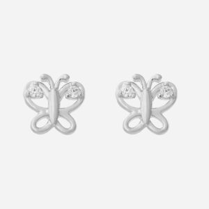 Boucles d'oreilles papillon oxyde zirconium ailes enfant argent 925 rhodié légèreté scintillante