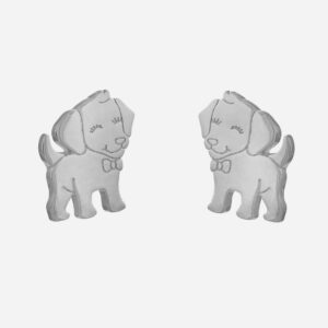 Boucles d'oreilles petit chien souriant enfant argent 925 rhodié mignonnes