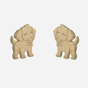 Boucles d'oreilles petit chien souriant enfant plaqué or 3 microns mignonnes