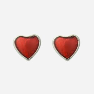 Boucles oreilles petit cœur argent 925 émail rouge enfant