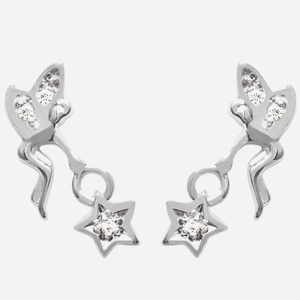 Boucles oreilles fées argent 925 rhodié oxyde zirconium étoiles enfant - Vue principale magie