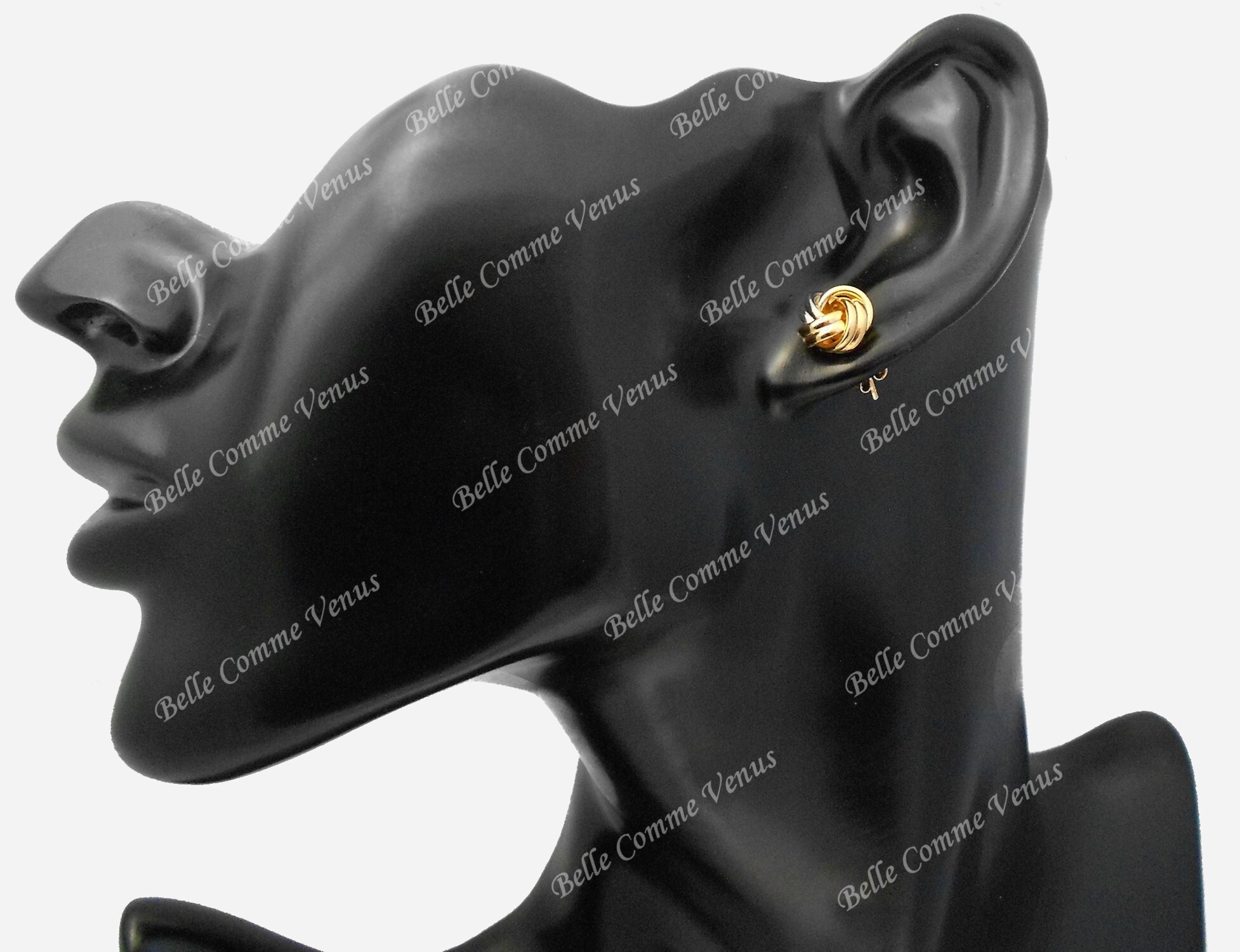 Boucles d'oreilles puce noeud Plaqué OR 750 3 microns – Image 4