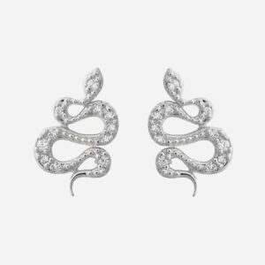 Boucles d'oreilles serpent argent 925 rhodié serties zirconium