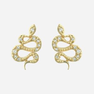 Boucles oreilles serpent plaqué or 3 microns zirconium femme